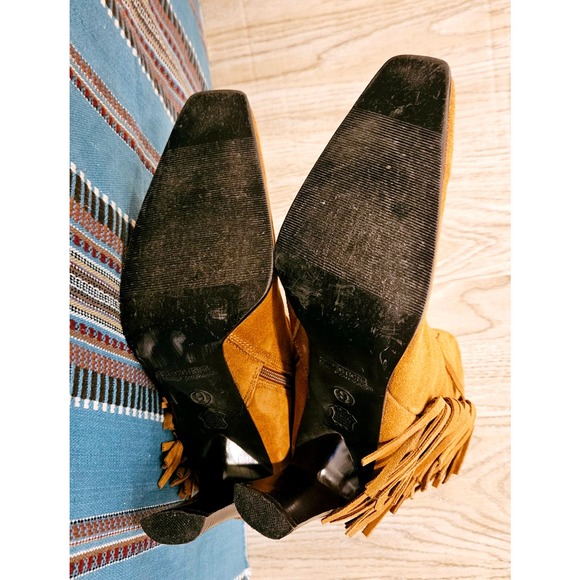 Predictions Leather Fringed Heeled Boots Womens Size 9 Western Cowboy - Picture 12 of 12